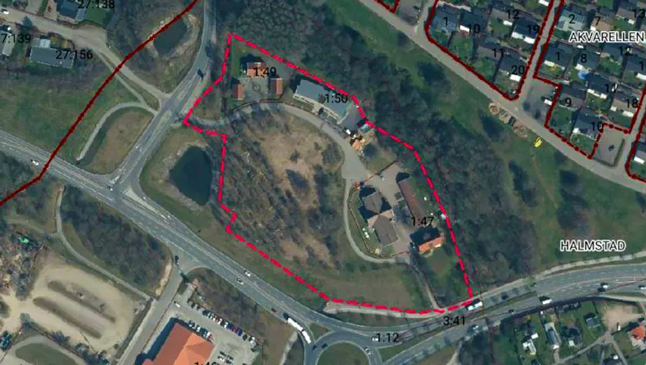 En flygbild av knebildstorp