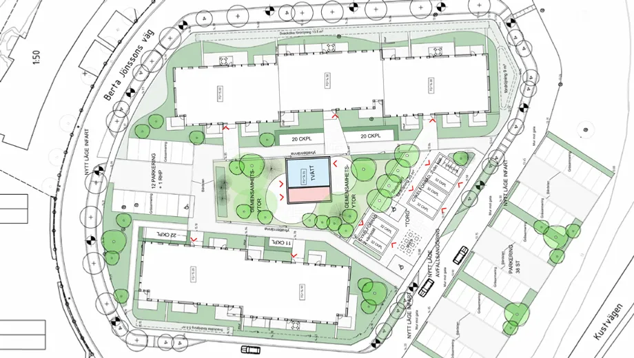 Skiss på Situationsplanen för Knebildstorp