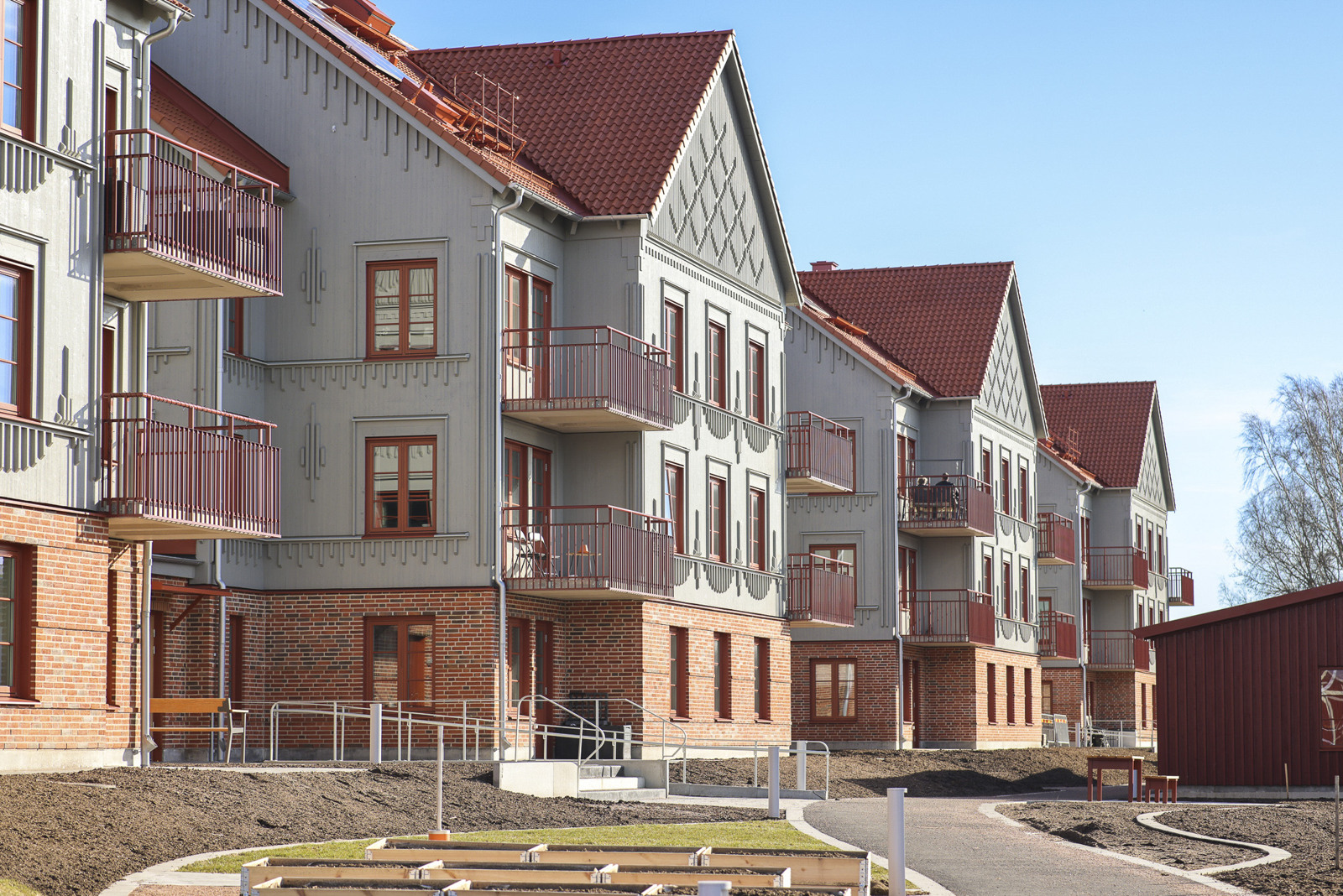 Bild på lynghusen på Stationsväg i Harplinge.