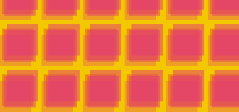 En gul och rosa bakgrund med rutor.