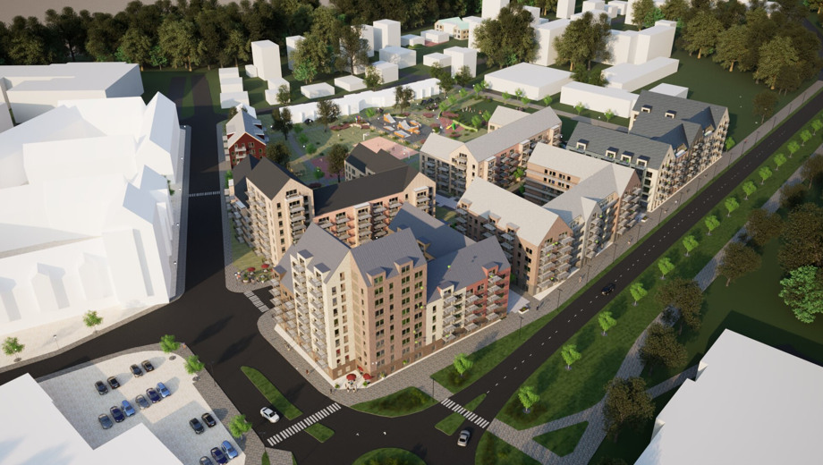 3D-skiss över västra förstaden, Bulten.